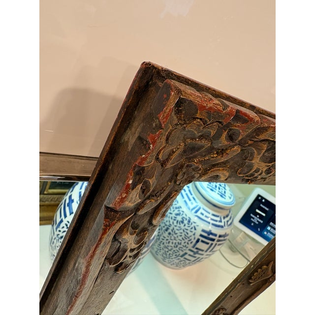 Vintage Hand Carved Wood Picture Frame With Folk Floral Motifs For Sale - Image 16 of 18