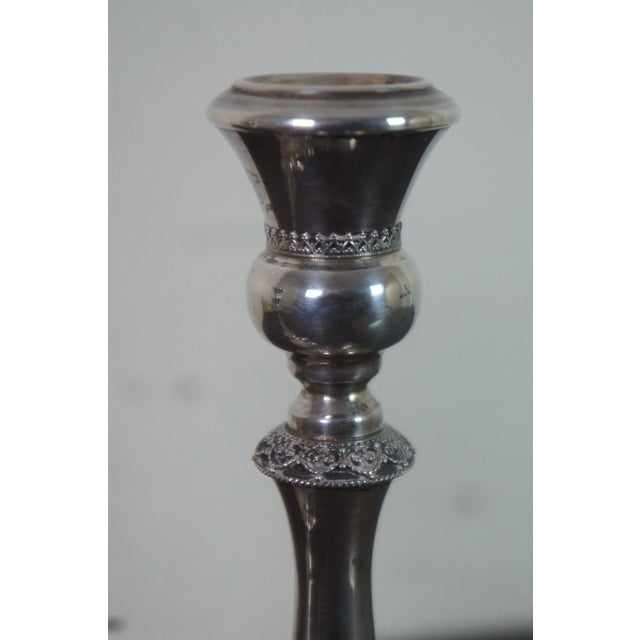 Late 20th Century Late 20th Century Israeli Judaica Ben Zion Sterling Silver Shabbat Candle Holders - Set of 2 For Sale - Image 5 of 11