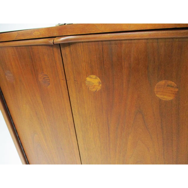 Mid Century Tall Walnut Curio Display Cabinet in the Style of Danish Modern For Sale - Image 10 of 18