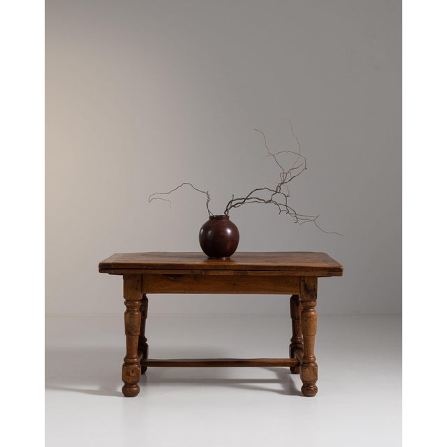 Wood 20th Century France Weathered Honey Oak Oak Drop-Leaf Farmhouse Table For Sale - Image 7 of 11