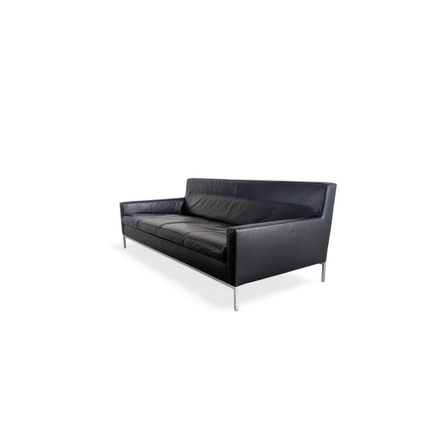 Postmodern Italian Sofa in Black Leather from Zanotta For Sale - Image 3 of 13