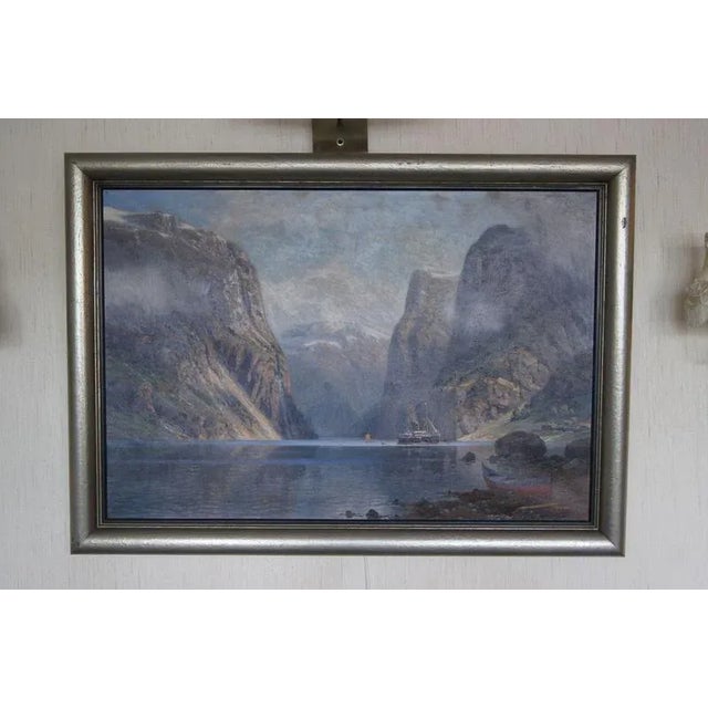 Johannes Harders, Norwegian Fjord View, 1890s, Oil on Canvas For Sale - Image 3 of 5