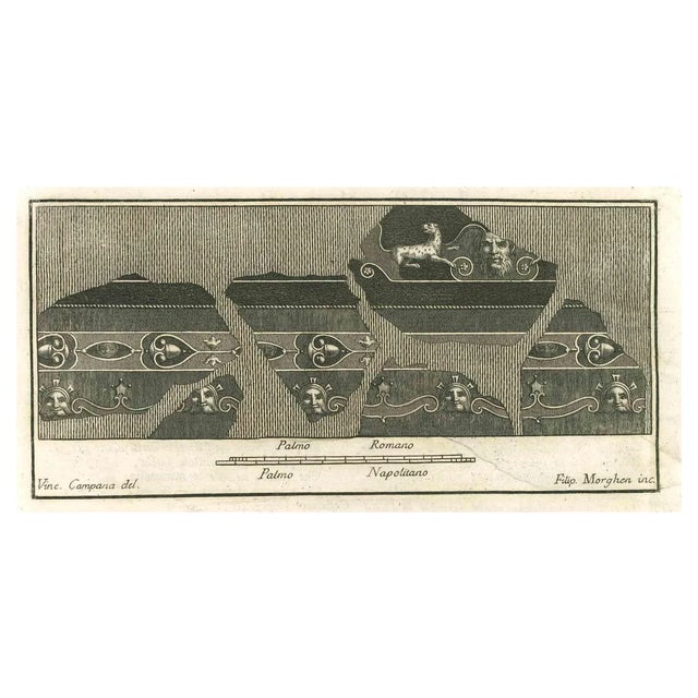 Filippo Morghen, Decorative Wall Fresco, Etching, 18th Century For Sale