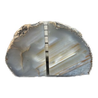 Vintage Late 20th Century Quartz Geode Natural Polished Bookends - a Pair For Sale