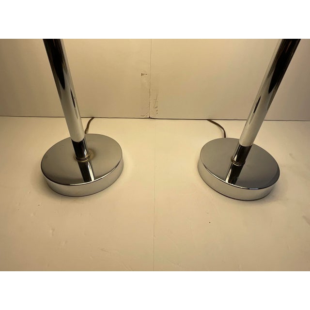 Metal Italian Vintage 1960’s Space Age Chrome Lamps a Pair For Sale - Image 7 of 13