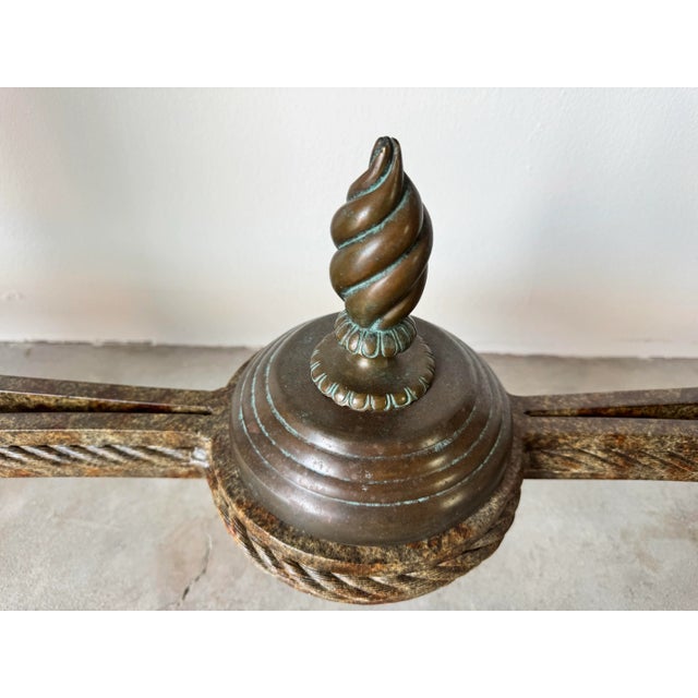 Metal Vintage Maitland Smith Bronze and Metal Console Table With Stone-Top/ Sold For Sale - Image 7 of 12