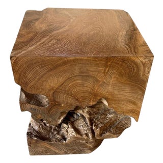 Andrianna Shamaris Sculptural Teak Wood Side Table For Sale