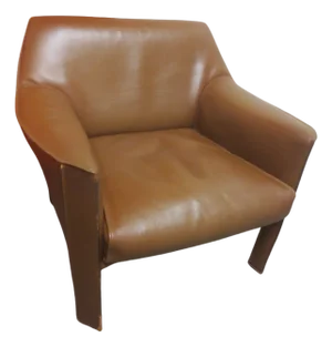 Cassina Mario Bellini Cab Lounge Chair in Brown Leather