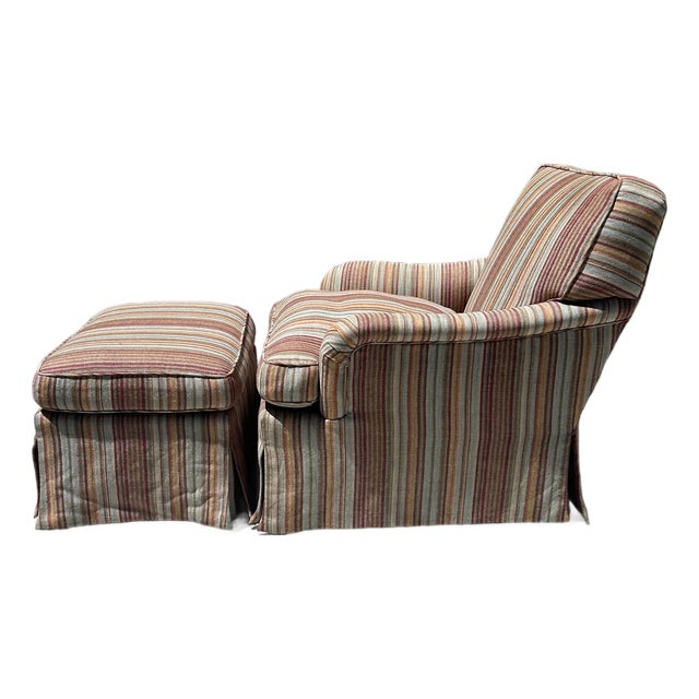 Custom English Club Chair and Ottoman From the Collection of Anthony P. Browne For Sale