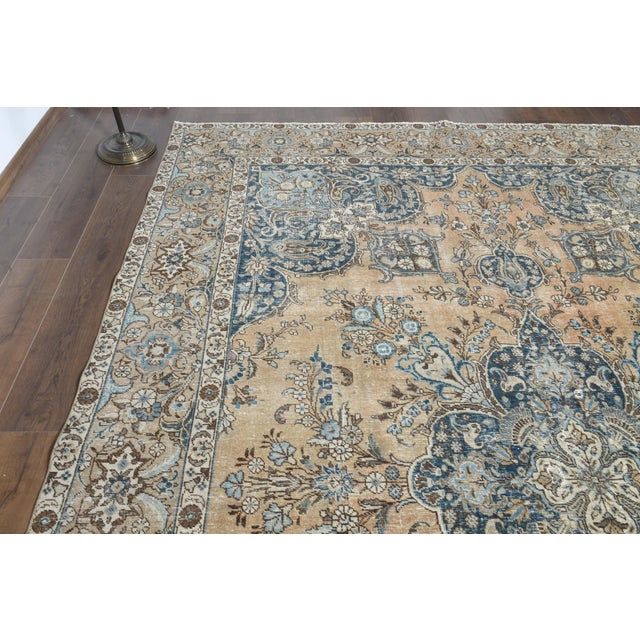 1970s Vintage Persian Handmade Wool Cotton Orange Area Rug For Sale - Image 10 of 11