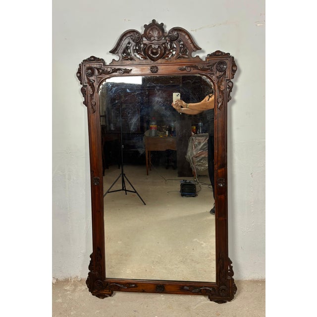 Large Renaissance Revival Hardwood Mirror, Early 20th-Century For Sale - Image 10 of 16