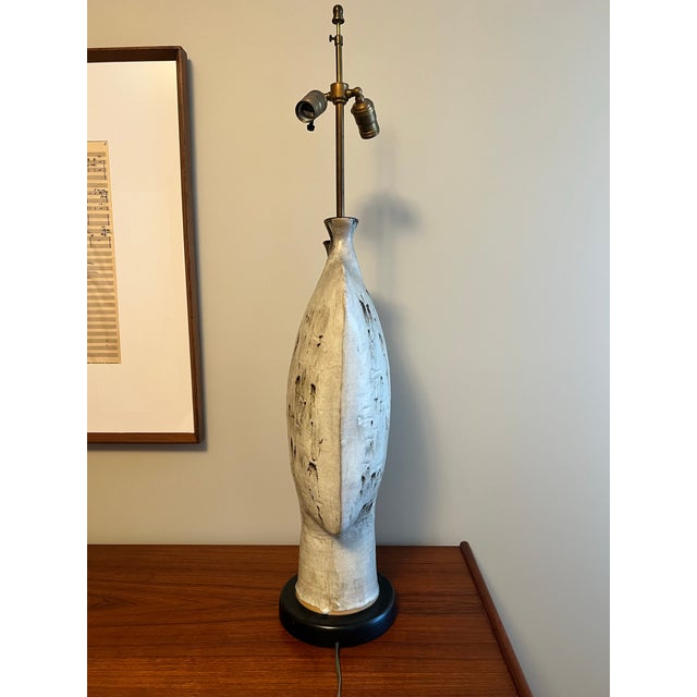 Vintage Monumental 1960s Handmade Mid Century Modern Studio Stoneware Lamp For Sale - Image 9 of 10
