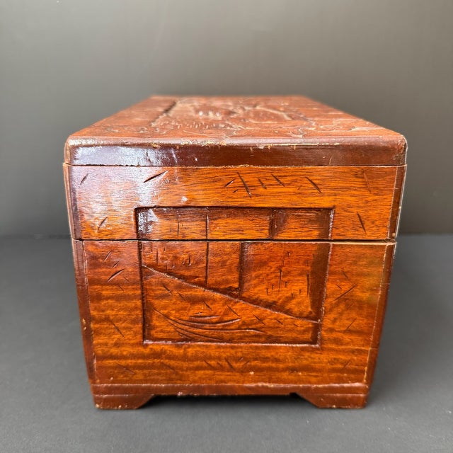 Mid 19th Century Mid 19th Century Hand-Carved Camphor Wood Chest For Sale - Image 5 of 9