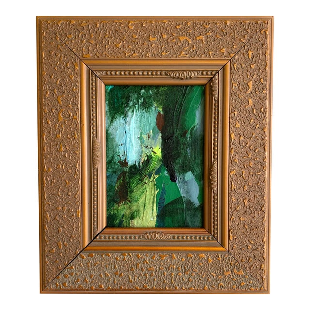 "Forest Light" 2026 Mini Painting by Jessalin Beutler With VIntage Frame For Sale
