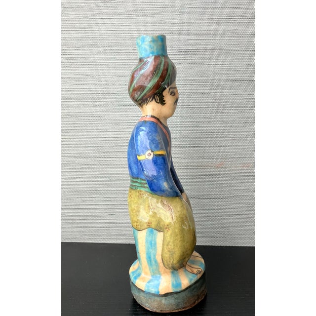 Mid–Late 19th Century Persian Qajar Dynasty Polychrome Fritware Figural Flask For Sale - Image 10 of 12