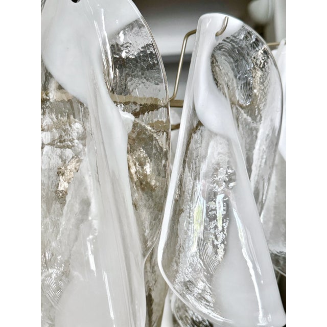 Mazzega Murano Clear White Petal Chandelier For Sale - Image 9 of 18