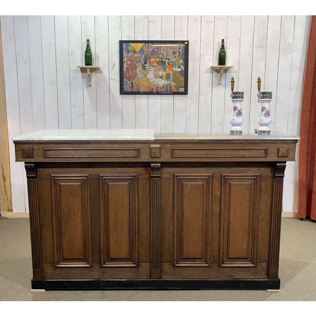 Bar Counter in Oak with Zinc and White Marble For Sale - Image 18 of 18