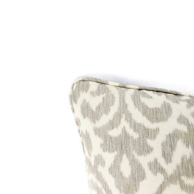 Contemporary Kravet Couture Ikat Damask in Dove With Self-Welt Pillow Cover For Sale - Image 3 of 6