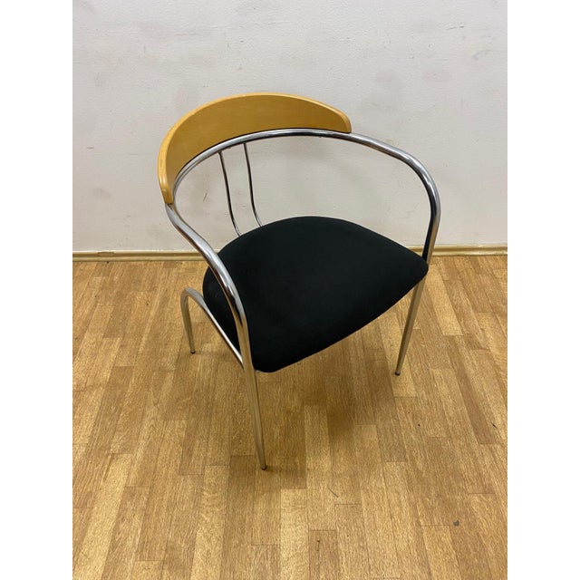 Wood Vintage Dining Set with Chrome Tube Frame, 1970s, Set of 5 For Sale - Image 7 of 13