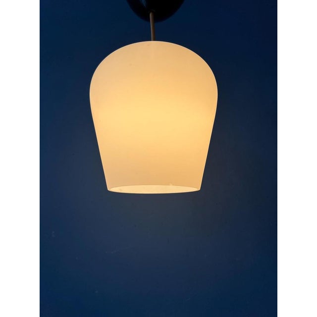 Small Mid-Century Reversed Tulip Opaline Glass Hanging Lamp For Sale - Image 4 of 11