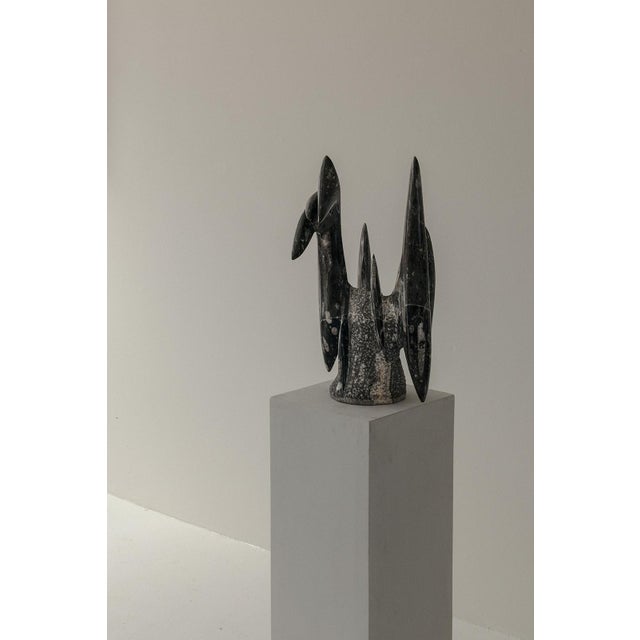 Black Abstract Sculpture, 1980s, Fossilstone For Sale - Image 9 of 9