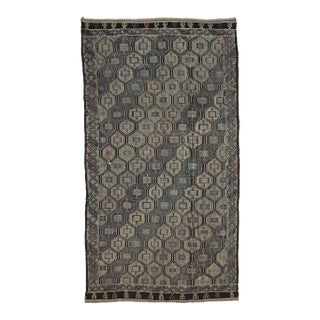 Mid 20th Century Vintage Embroidered Turkish Kilim Rug For Sale