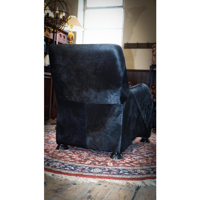 Sole Armchair and Ottoman in Black Pony Hide Leather from Stone International, 2010s For Sale - Image 14 of 16