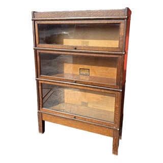 Antique Globe-Wernicke Tiger Oak Barrister Bookcase For Sale
