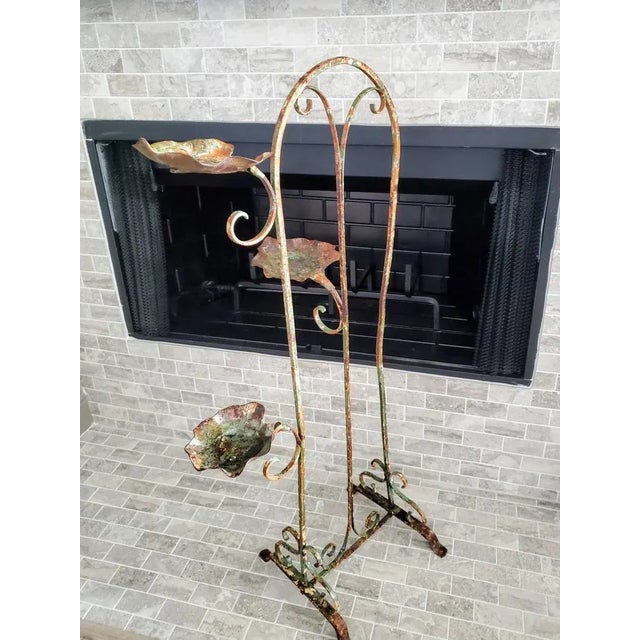 French Art Nouveau Period Sculptural Patinated Wrought Iron Floor Standing Candle Stand Tiered Holder For Sale - Image 10 of 11