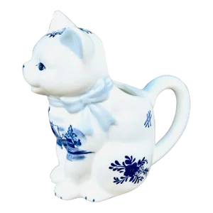 Mid 20th Century M Vintage Hand-Painted Delft Blue Hand Ceramic Cat Creamer