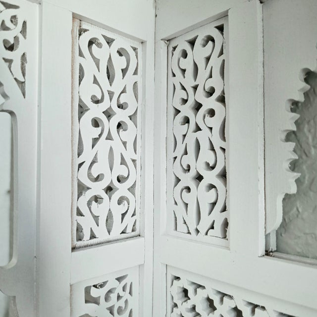 White Moroccan Handcrafted Wooden Wall Shelf, White For Sale - Image 8 of 9