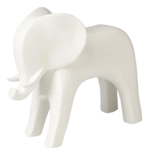 Minimalist Matte White Elephant Sculpture – Modern Ceramic Decorative Object