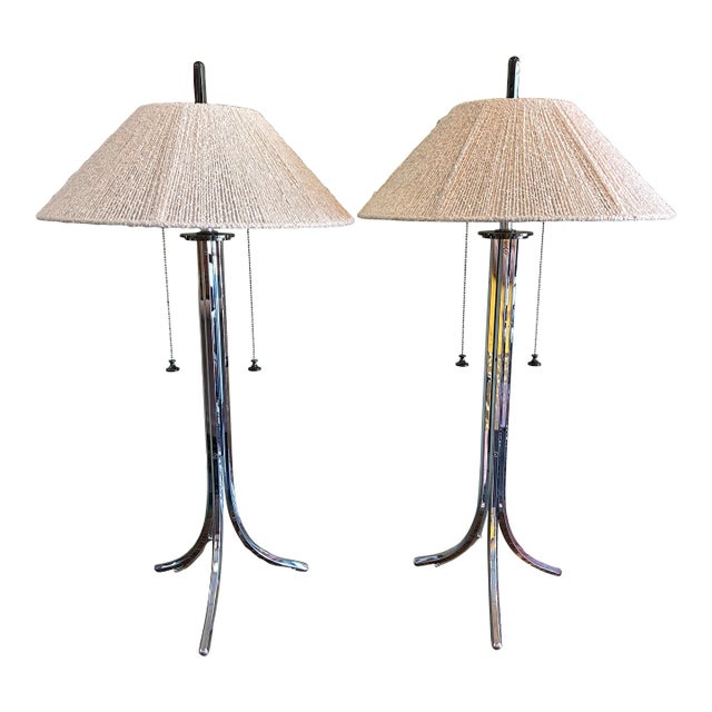 Pair of Steel Tripod Table Lamps by Lang-Levin, 1970s For Sale