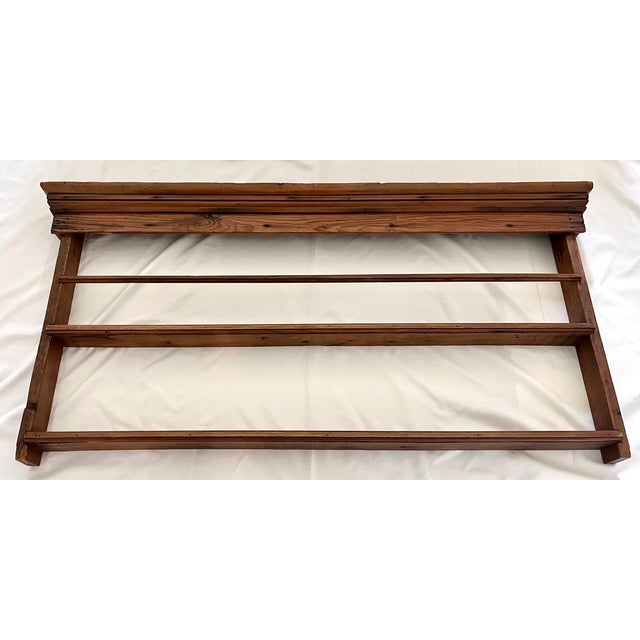 Wood Vintage English Stained Pine Two-Shelf Wall Plate Rack For Sale - Image 7 of 11