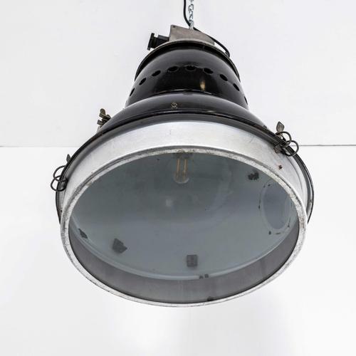 Large Scale Industrial Black Enamel Pendant Lamp, 1950s For Sale - Image 6 of 13