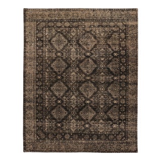 Contemporary Geometric Wool Rug in Black & Beige by Rug & Kilim, India For Sale