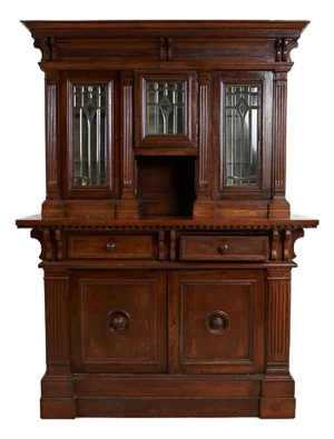 Vintage Display Cabinet in Wood with Ground Glass