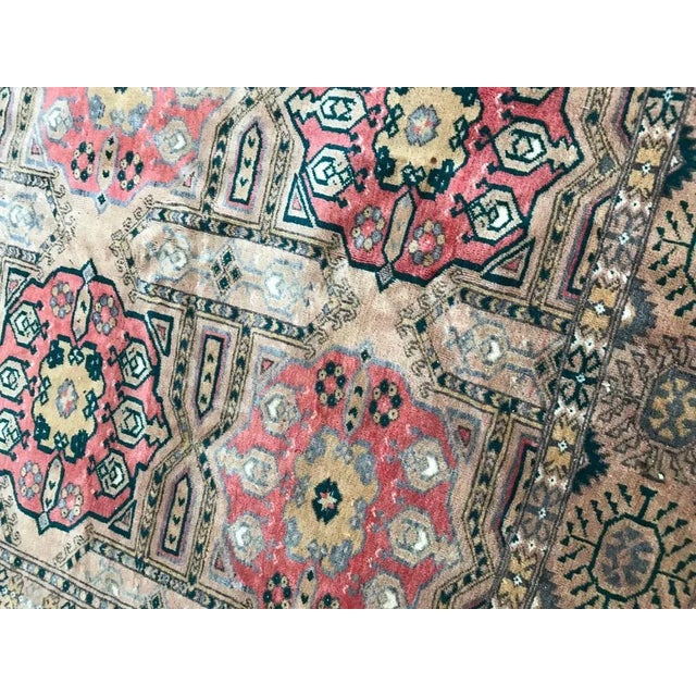 Beautiful vintage rug Turkmen, with nice geometric design and light colors, entirely hand knotted with wool velvet on wool...