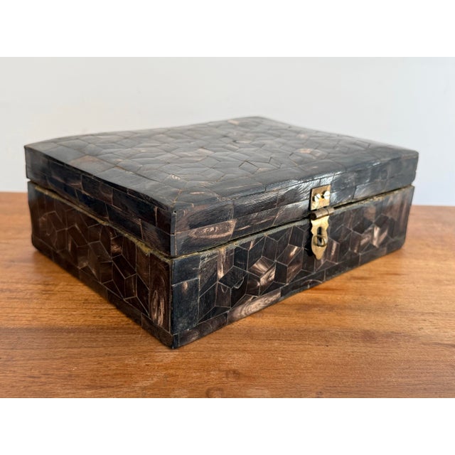 Late 20th Century Maitland-Smith Style Tessellated Bone Box For Sale - Image 12 of 12