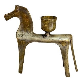 Frederick Weinberg Style Estruscan Horse Candleholder For Sale