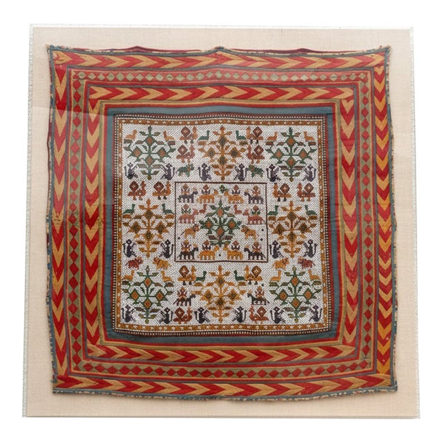 Fine Tree of Life Gujarat Framed Textile For Sale