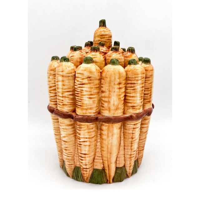 Mid 20th Century Vintage Italian Nove San Marco Carrot Jar – Ceramic Lidded Canister – Whimsical / Vegetableware For Sale - Image 5 of 12