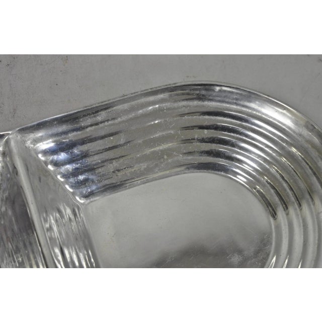 Vintage Mid Century Modern Art Deco Cast Aluminum 2 Section Serving Dish Platter For Sale - Image 10 of 17