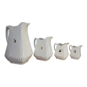 19th Century Set of 4 Ironstone Tea Leaf Decorative Motif Pitchers by Powell & Bishop