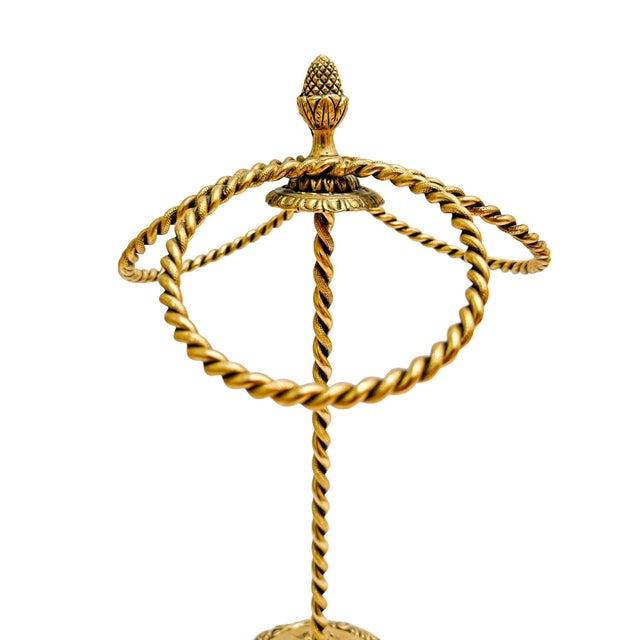 Coastal Vintage Gold Gilt Three Ring Metal Hand Towel Holder For Sale - Image 3 of 7