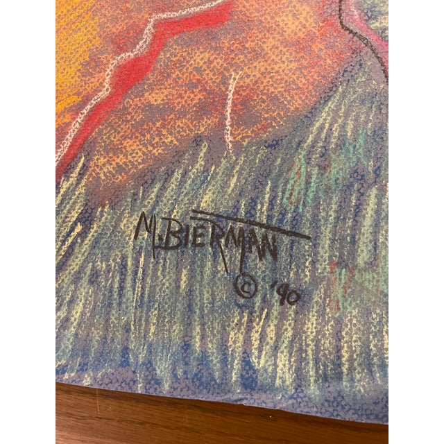 Pair of 1990 M. Bierman Pastel Portraits on Paper | Signed Female Studies, Mid-Century Modern Style For Sale - Image 9 of 10