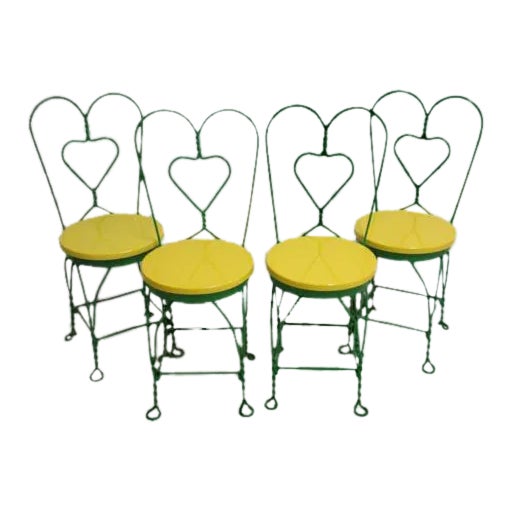 Metal Twisted Ice Cream Parlor Saloon Side Chairs - Set of 4 For Sale
