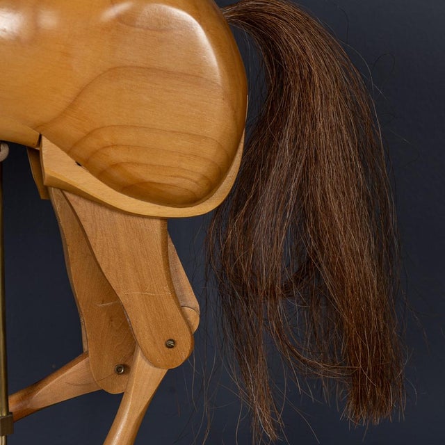 Brown Vintage 20th Century English Articulated Wooden Horse, 1960s For Sale - Image 8 of 18