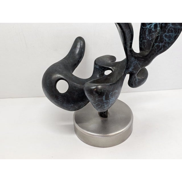 1980s Large 20" Solid Bronze Abstract Organic Modern Sculpture Verdigris Patina 40 LBS For Sale - Image 4 of 17