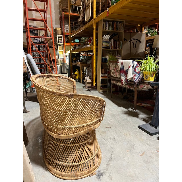 Wood Vintage Wicker Double Seater Sofa and Side Table For Sale - Image 7 of 11